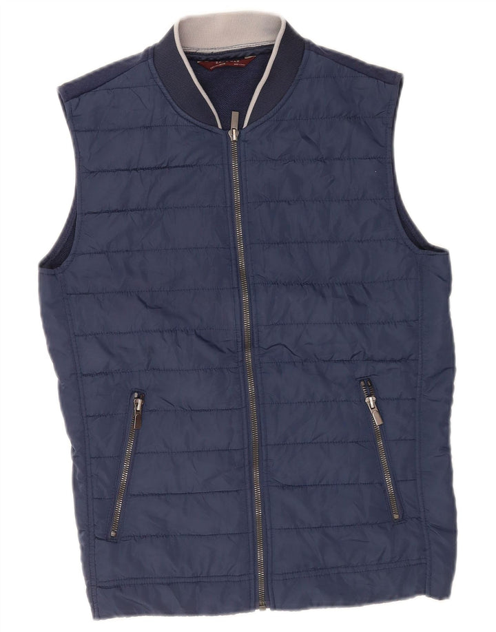 Zara Mens Padded Gilet UK 36 Small Navy Blue Polyester