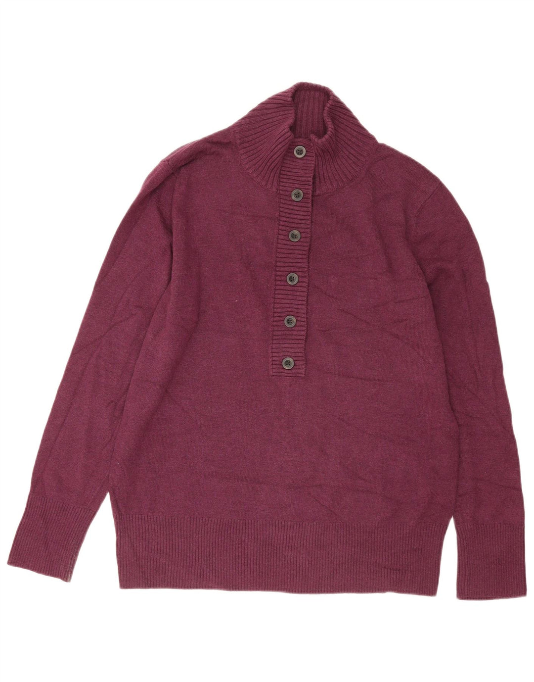 Eddie Bauer Womens Button Neck Jumper Sweater XL Burgundy Cotton