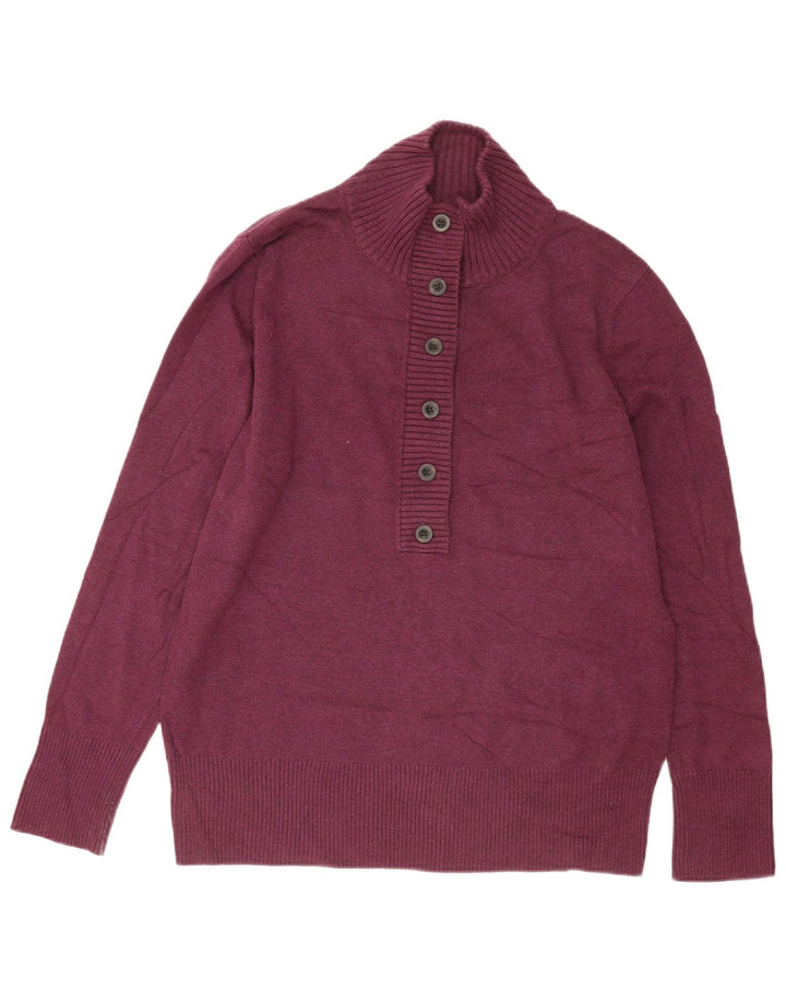 Eddie Bauer Womens Button Neck Jumper Sweater XL Burgundy Cotton
