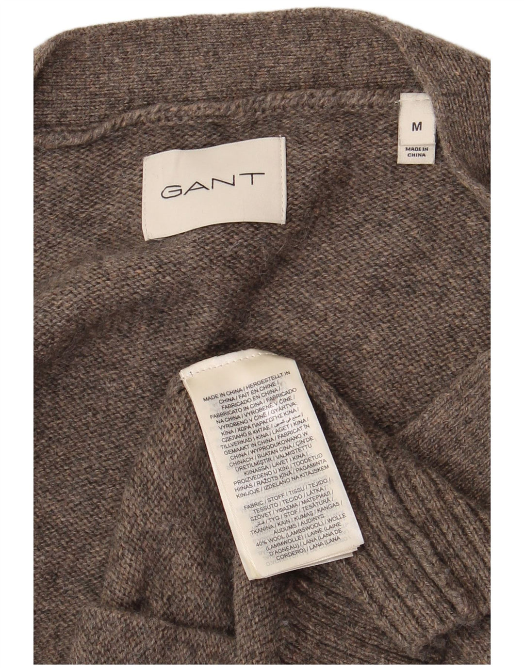 Gant Mens Cardigan Sweater Medium Grey Lambswool