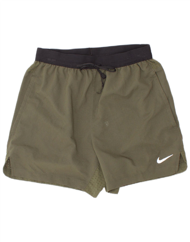 Nike Boys Dri Fit Sport Shorts 8-9 Years Small Khaki Colourblock Polyester