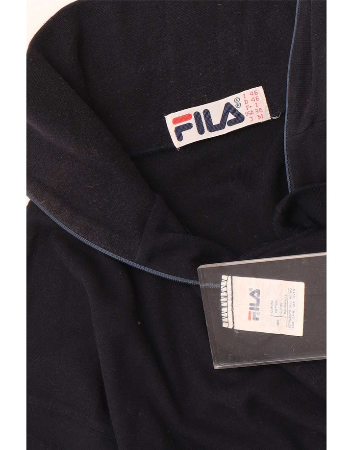 Fila Mens Zip Neck Top Long Sleeve IT 46 Small Navy Blue Cotton