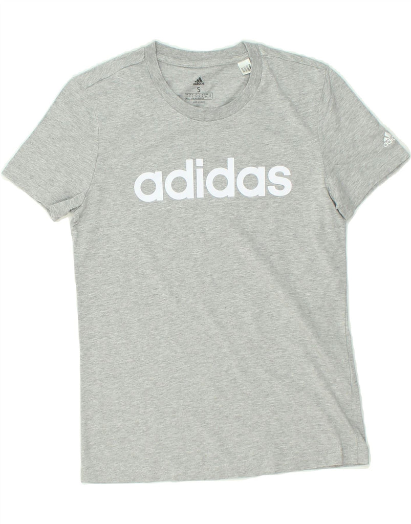 ADIDAS Womens Graphic T-Shirt Top UK 10 Small Grey Cotton | Vintage Adidas | Thrift | Second-Hand Adidas | Used Clothing | Messina Hembry 