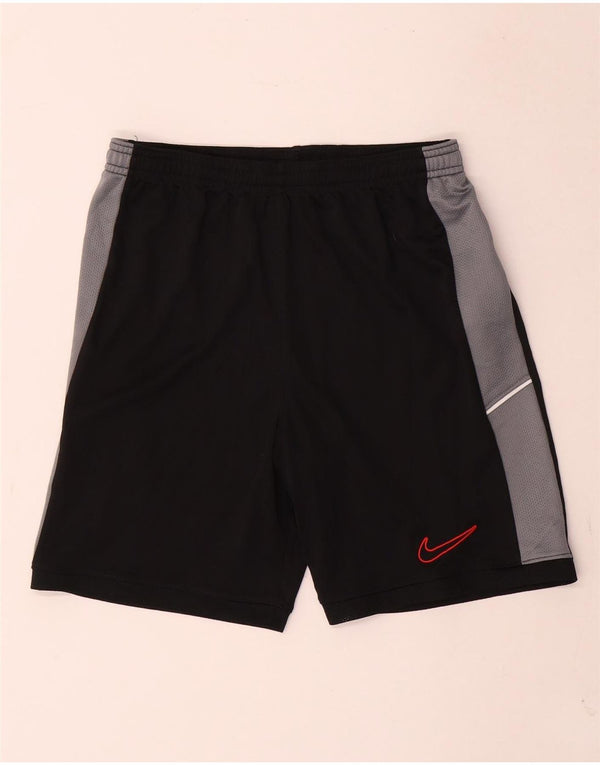 NIKE Boys Dri Fit Sport Shorts 12-13 Years Large Black Colourblock