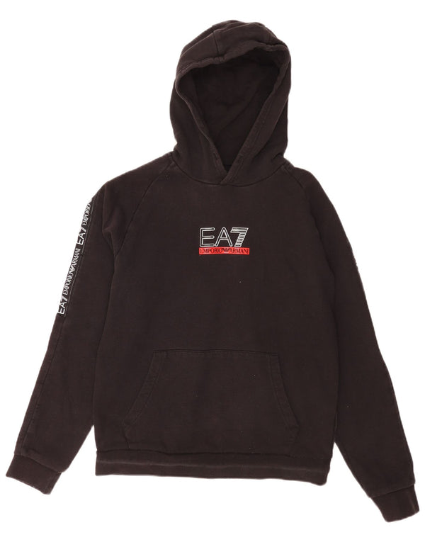 Emporio Armani Mens Graphic Hoodie Jumper Small Black Cotton