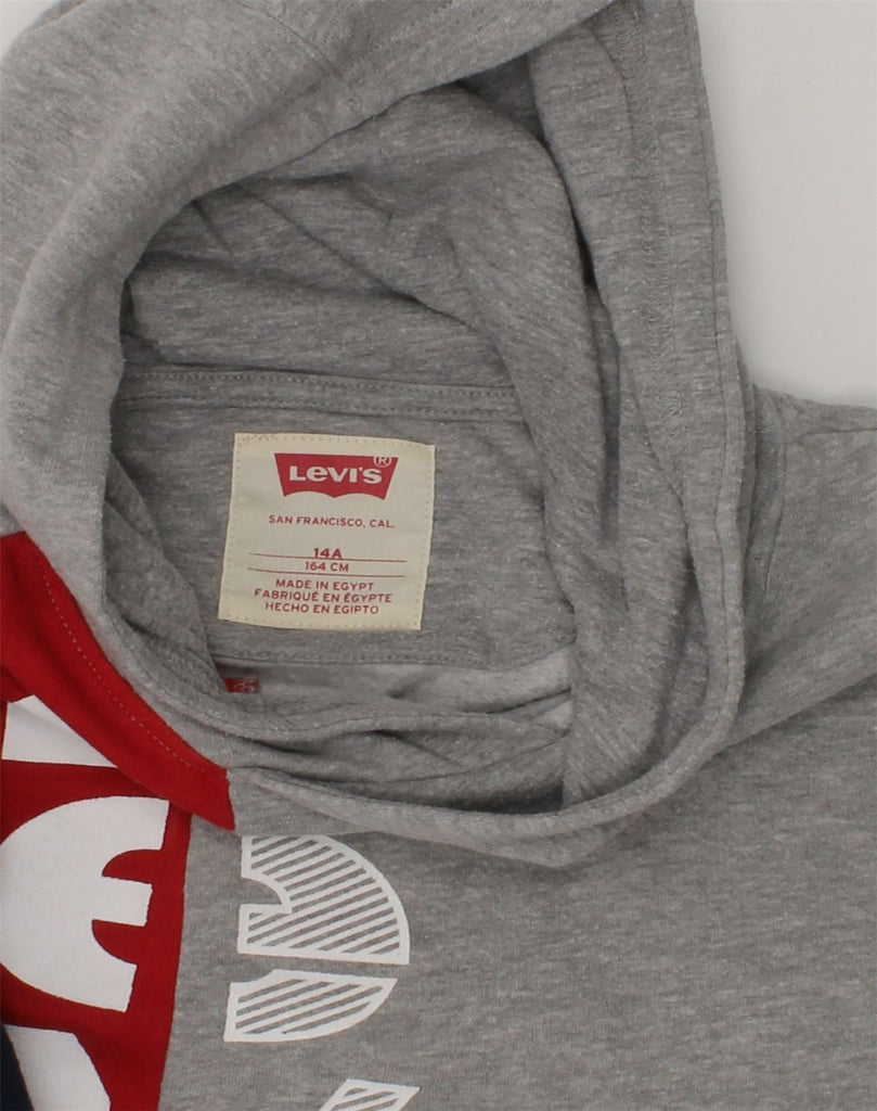 LEVI'S Boys Graphic Hoodie Jumper 13-14 Years Grey Cotton | Vintage Levi's | Thrift | Second-Hand Levi's | Used Clothing | Messina Hembry 