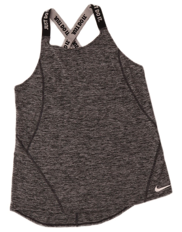 Nike Girls Dri Fit Graphic Vest Top 13-14 Years XL Grey Flecked