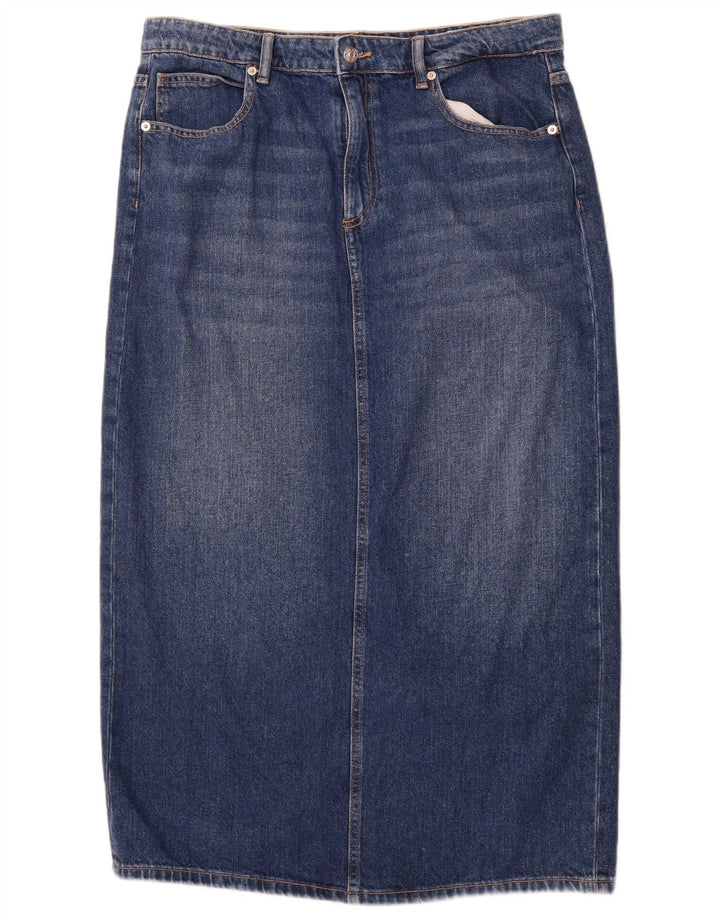 ZARA Womens High Waist Denim Skirt XL W32  Blue Cotton