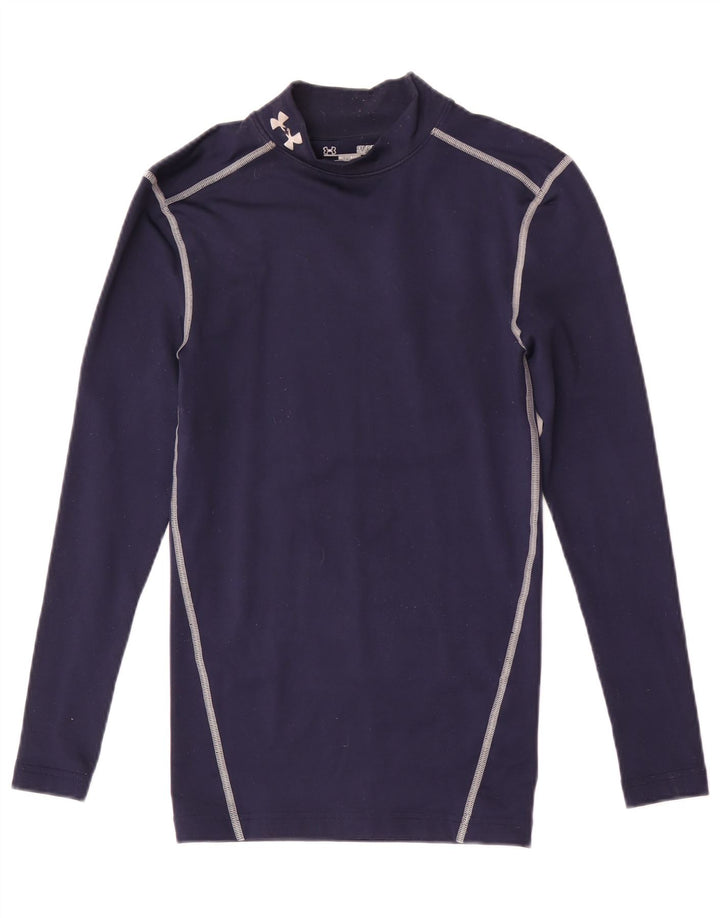Under Armour Mens Cold Gear Graphic Top Long Sleeve Small Navy Blue Striped