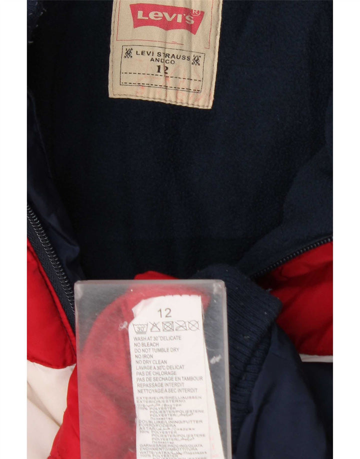 Levi's Boys Hooded Padded Jacket 11-12 Years Navy Blue Colourblock