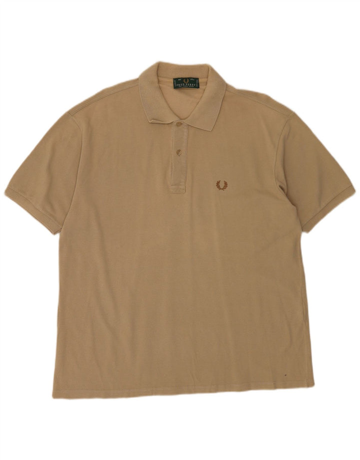Fred Perry Mens Polo Shirt Large Beige Cotton