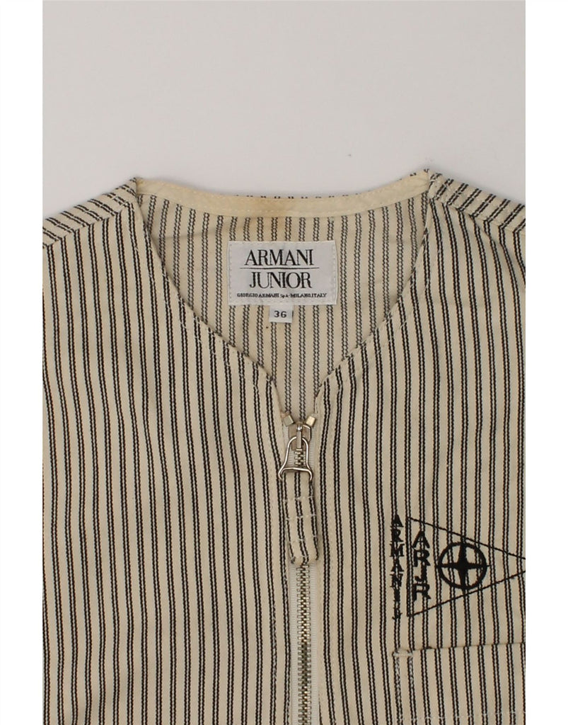 ARMANI JUNIOR Girls Gilet 12-13 Years Beige Striped Cotton | Vintage Armani Junior | Thrift | Second-Hand Armani Junior | Used Clothing | Messina Hembry 