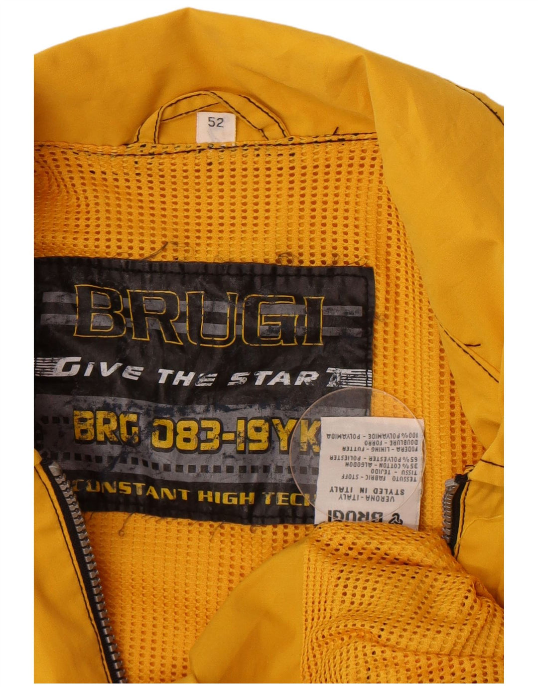 Brugi Mens Utility Jacket IT 52 XL Yellow Cotton