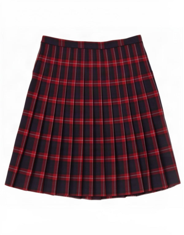 Vintage Womens Knife Pleated Skirt W38 XL Navy Blue Plaid