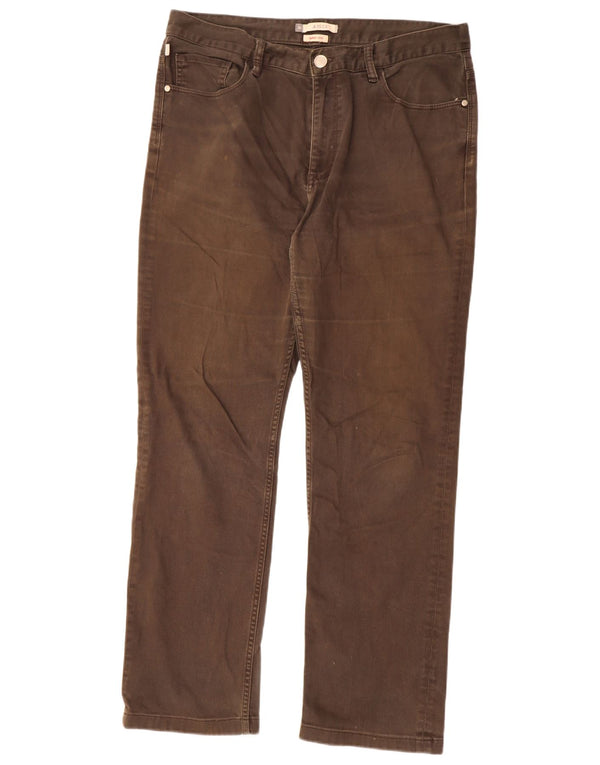Aigle Mens Straight Casual Trousers W36 L32 Brown Cotton