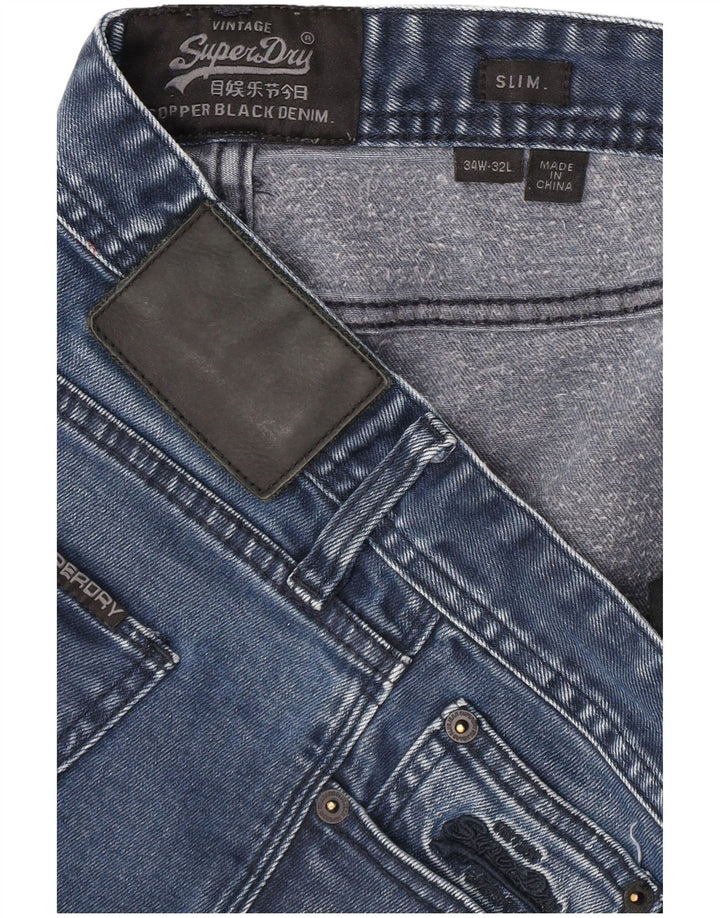 Superdry Mens Slim Jeans W34 L32 Navy Blue Cotton