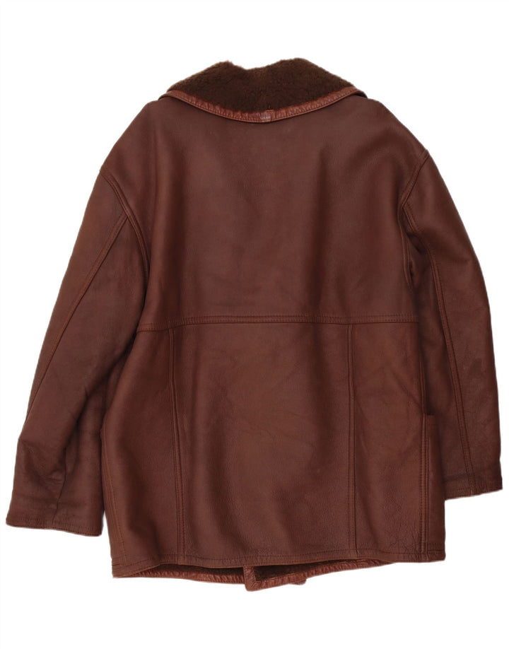 RUFF0 Mens Shearling Jacket UK 40 Large Brown