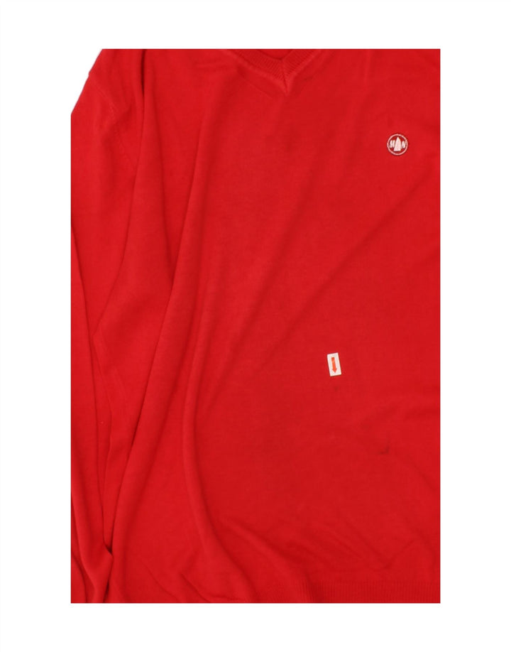 MURPHY & NYE Womens Sailmakers V-Neck Jumper Sweater UK 16 Large Red Vintage Murphy & Nye and Second-Hand Murphy & Nye from Messina Hembry 