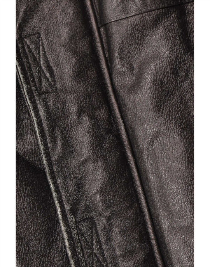 Vintage Mens Leather Coat IT 48 Medium Black Leather