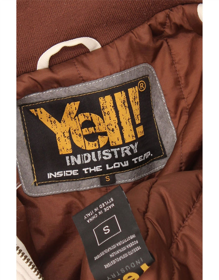 YELL! Mens Loose Fit Graphic Bomber Jacket UK 36 Small White Polyester