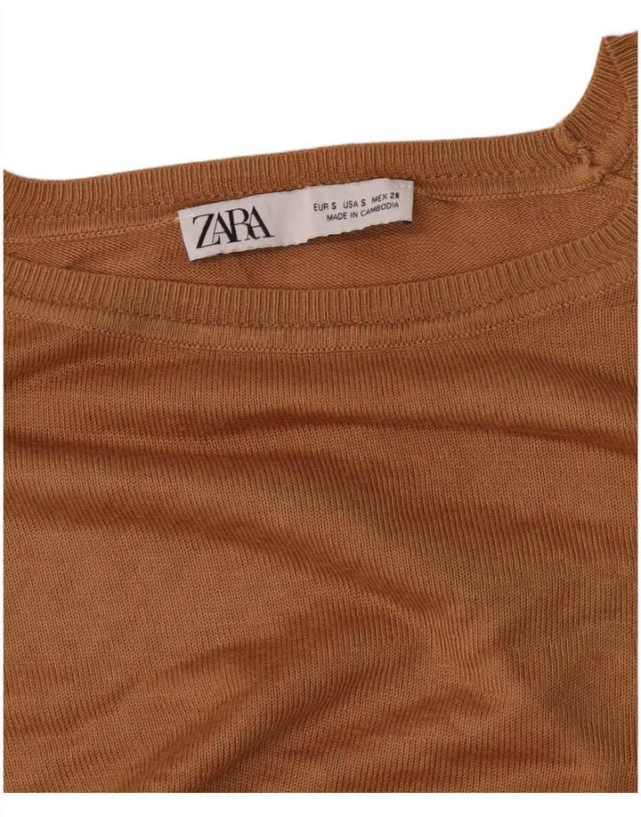 Zara Womens Oversized Boat Neck Jumper Sweater UK 10 Small Brown