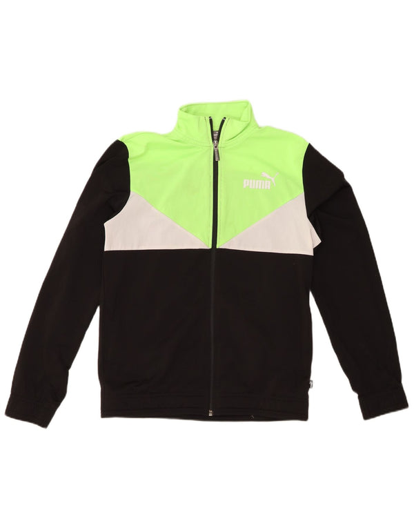 PUMA Boys Tracksuit Top Jacket 13-14 Years Black Colourblock