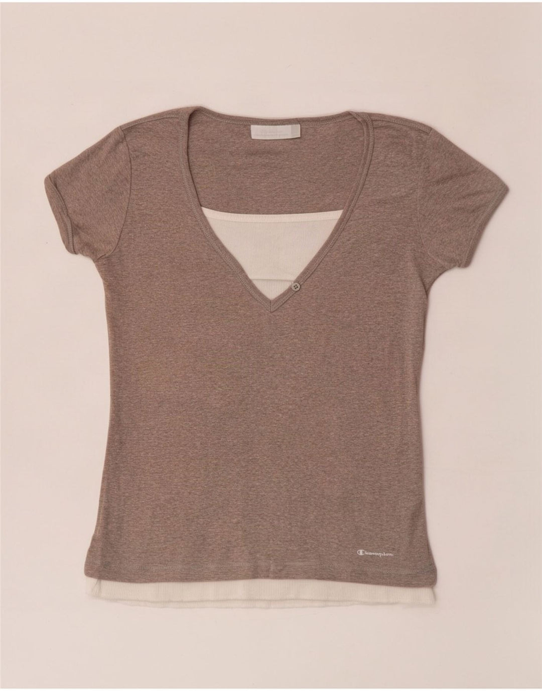 Champion Womens T-Shirt Top UK 14 Large Grey Colourblock