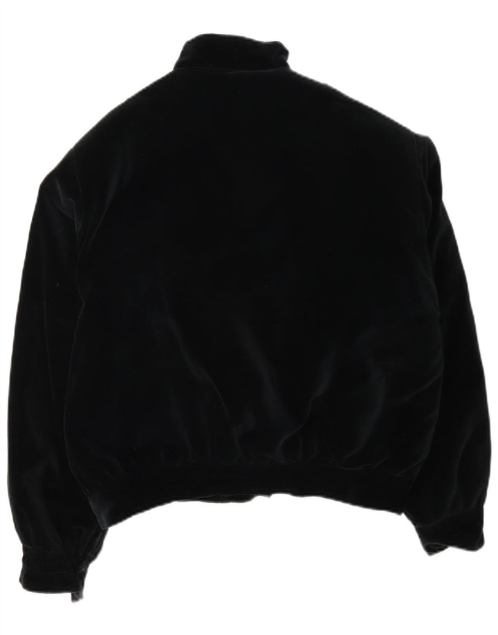 Vintage Womens Velvet Bomber Jacket UK 12 Medium Black