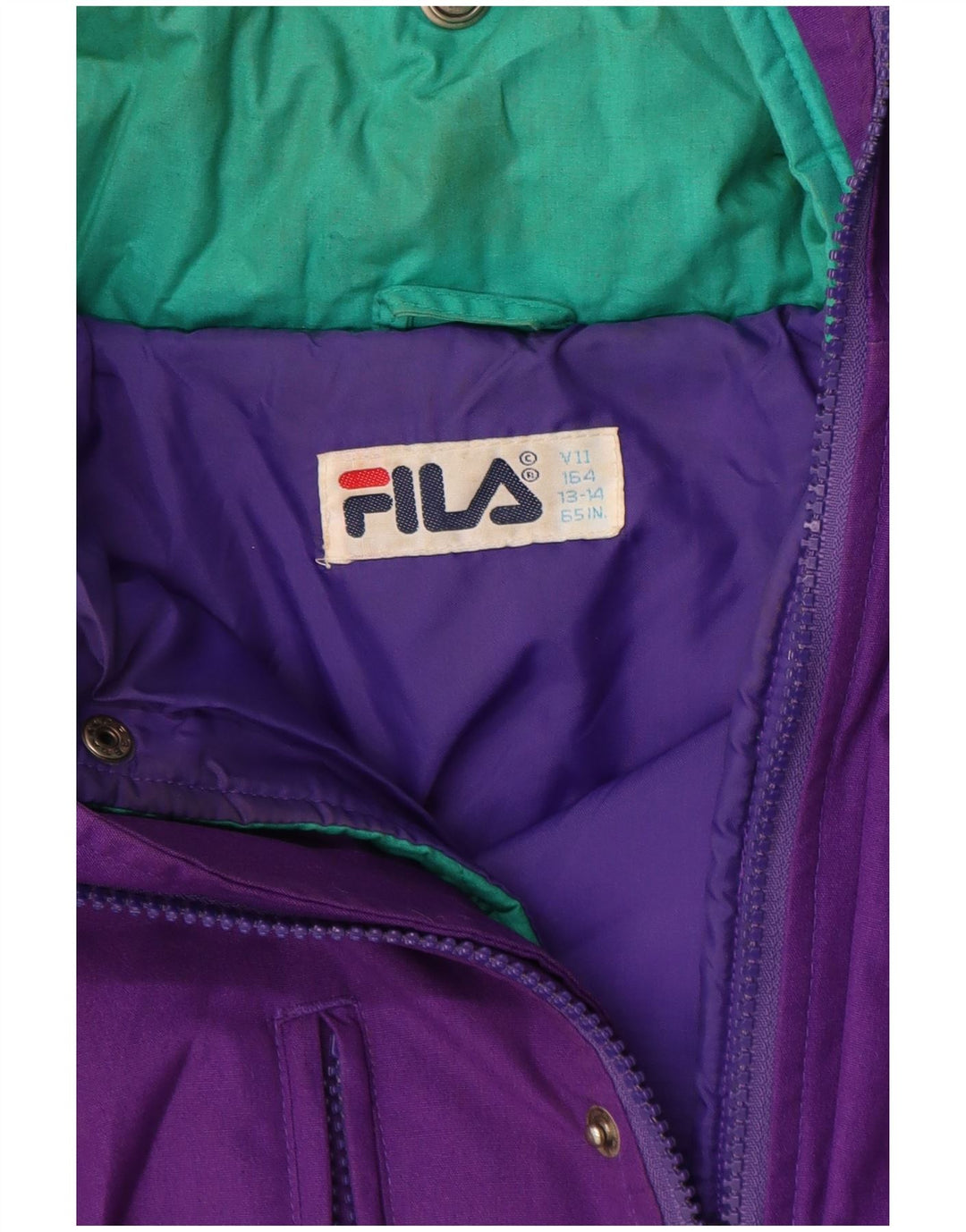 Fila Boys Hooded Ski Jacket 13-14 Years Purple Colourblock Polyester