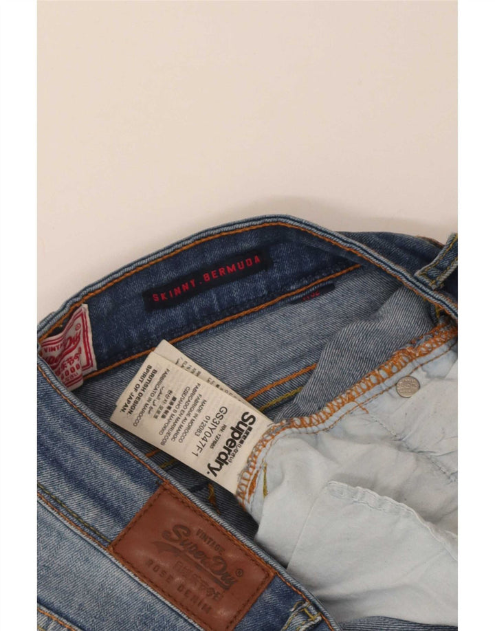 Superdry Womens Bermuda Skinny Denim Shorts W32 Medium Blue Cotton