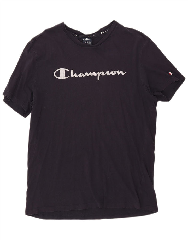Champion Mens Graphic T-Shirt Top XL Navy Blue