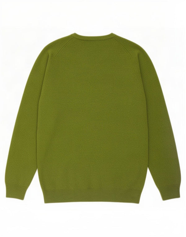 Alan Paine Mens Crew Neck Jumper Sweater EU 52 Large Green Lambswool