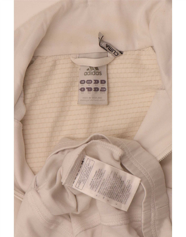 Adidas Womens Climalite Tracksuit Top Jacket UK 14 Large White Polyester