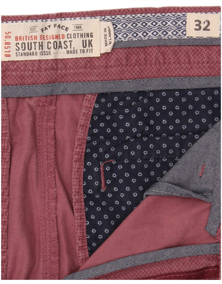 Fat Face Mens Abstract Pattern Chino Shorts W32 Medium Burgundy Cotton
