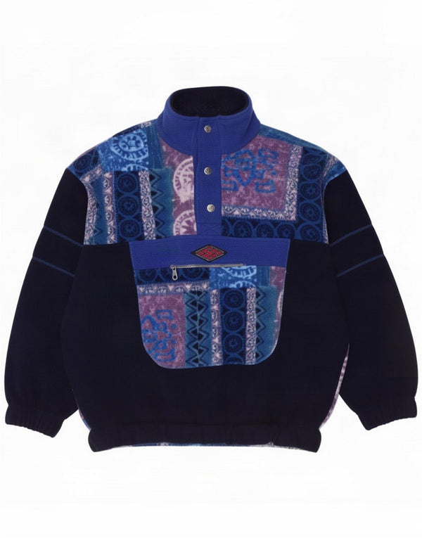 Santostefano Mens Zip Neck Fleece Jumper Large Navy Blue Colourblock