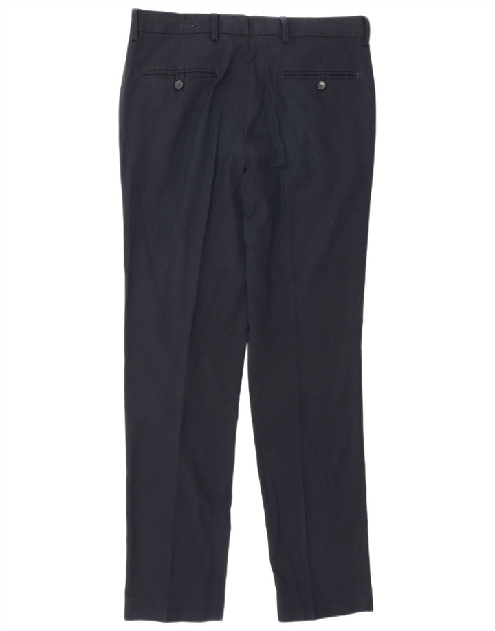 Marks & Spencer Mens Slim Chino Trousers W32 L30 Navy Blue Polyester