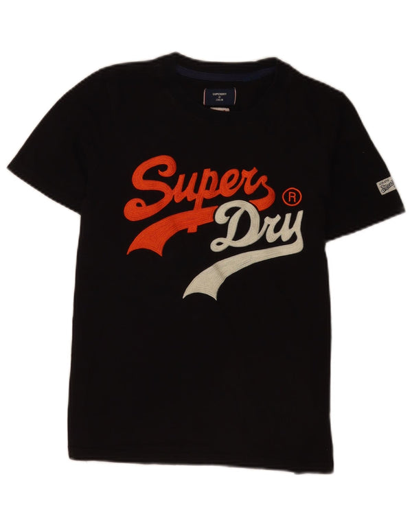 Superdry Womens Graphic T-Shirt Top UK 8 Small Black Cotton