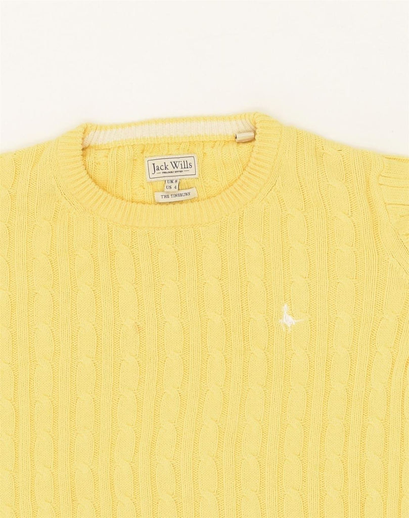 JACK WILLS Womens Crew Neck Jumper Sweater US 8 Medium Yellow Cotton | Vintage Jack Wills | Thrift | Second-Hand Jack Wills | Used Clothing | Messina Hembry 