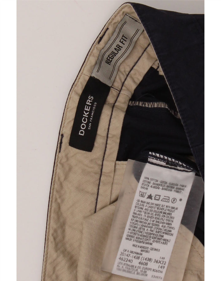 Dockers Womens Regular Fit Chino Trousers W36 L32 Navy Blue Cotton