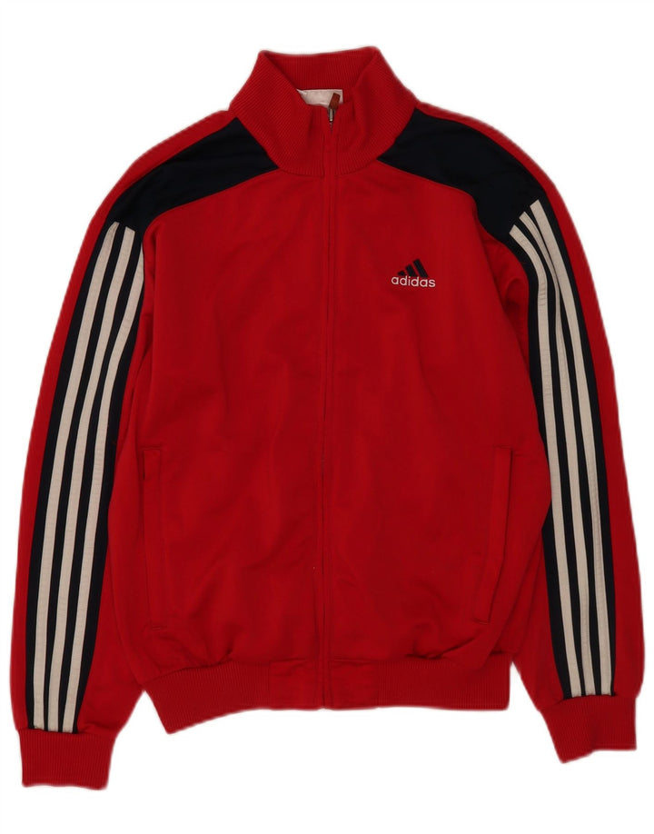 Adidas Girls Tracksuit Top Jacket 13-14 Years Red Colourblock Polyester