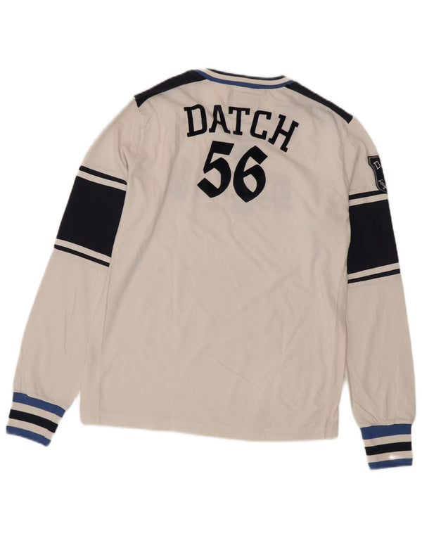 Datch Mens Muscle Graphic Top Long Sleeve UK 12 Medium White Colourblock
