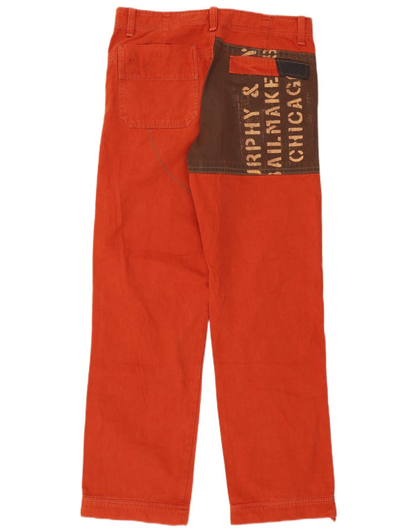 Murphy & Nye Mens Graphic Casual Trousers W36 L36 Orange Cotton Army