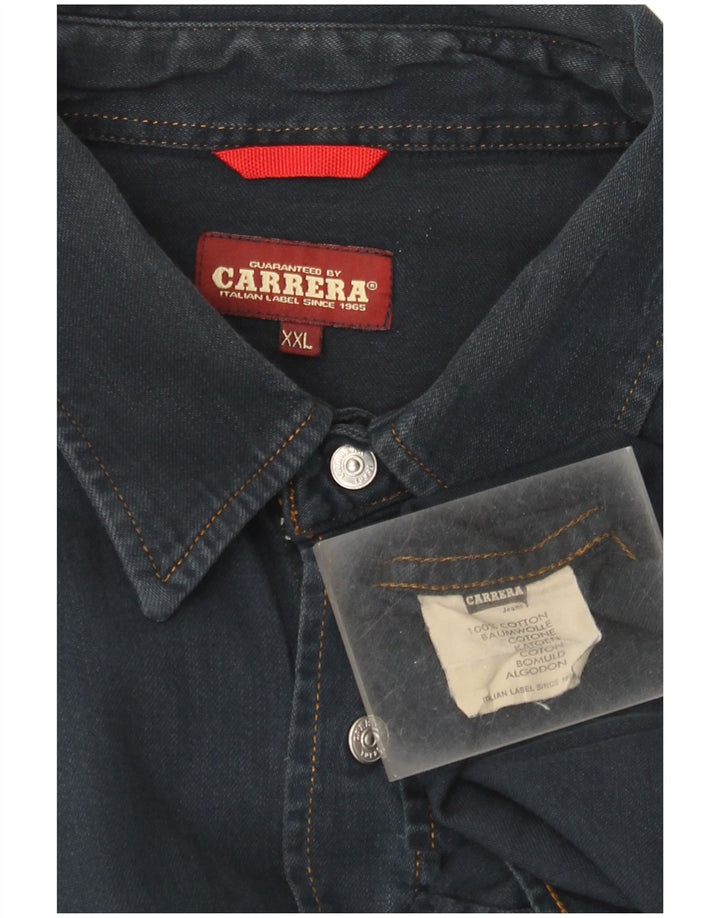 Carrera Mens Denim Shirt 2XL Navy Blue Cotton