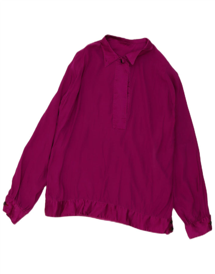 Vintage Womens Long Sleeve Blouse Top UK 18 XL Maroon