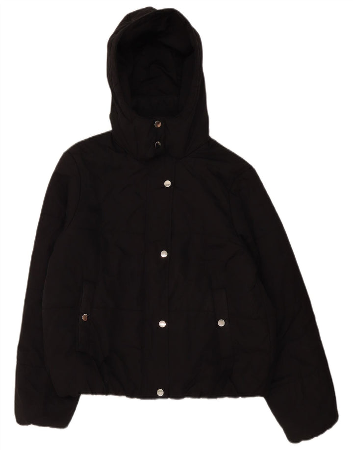 Marks & Spencer Womens Hooded Padded Jacket UK 12 Medium Black Polyester
