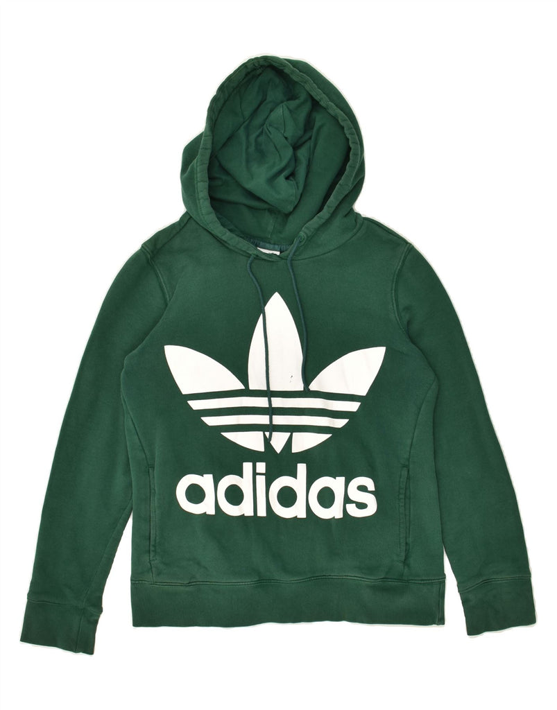 ADIDAS Womens Graphic Hoodie Jumper UK 6 XS  Green Cotton | Vintage Adidas | Thrift | Second-Hand Adidas | Used Clothing | Messina Hembry 