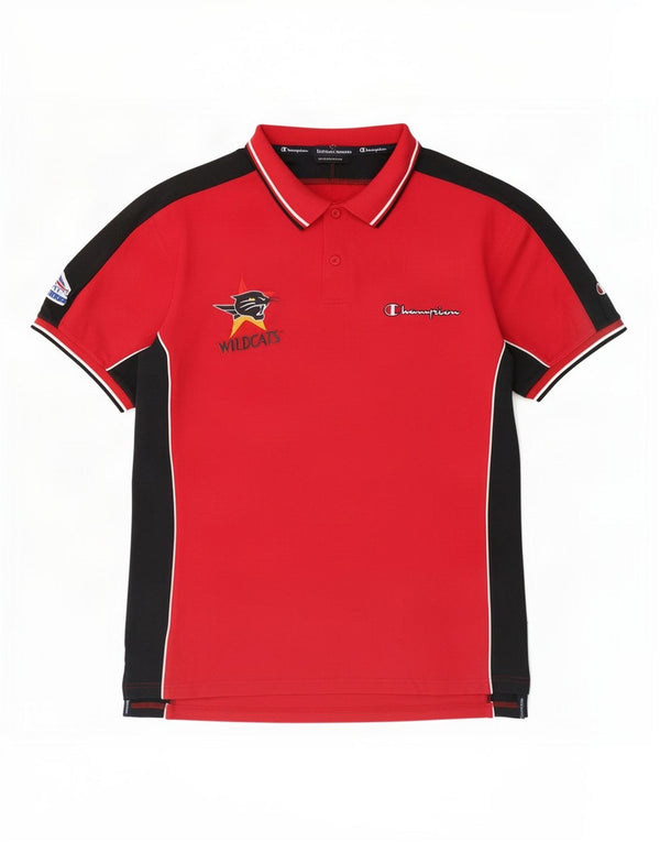Champion Mens Wildcats Graphic Polo Shirt Large Red Colourblock Cotton