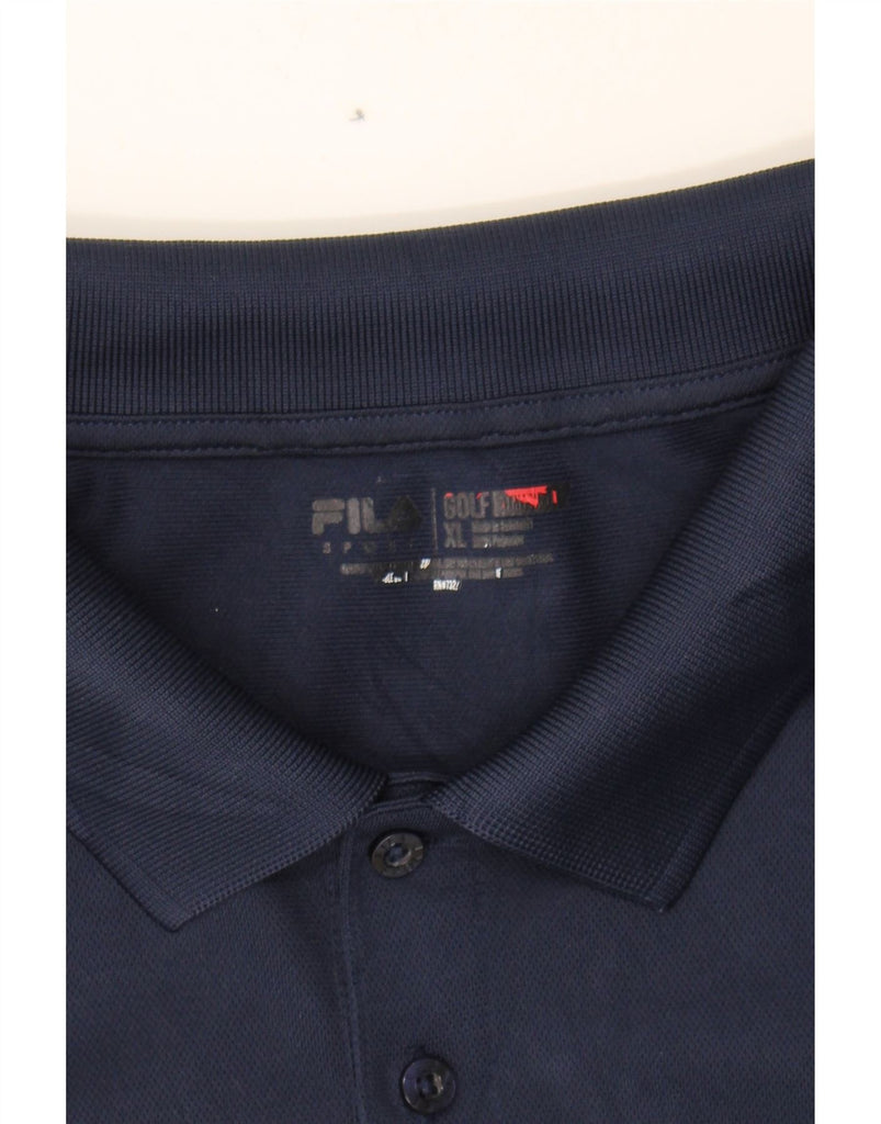FILA Mens Polo Shirt XL Navy Blue Polyester Vintage Fila and Second-Hand Fila from Messina Hembry 