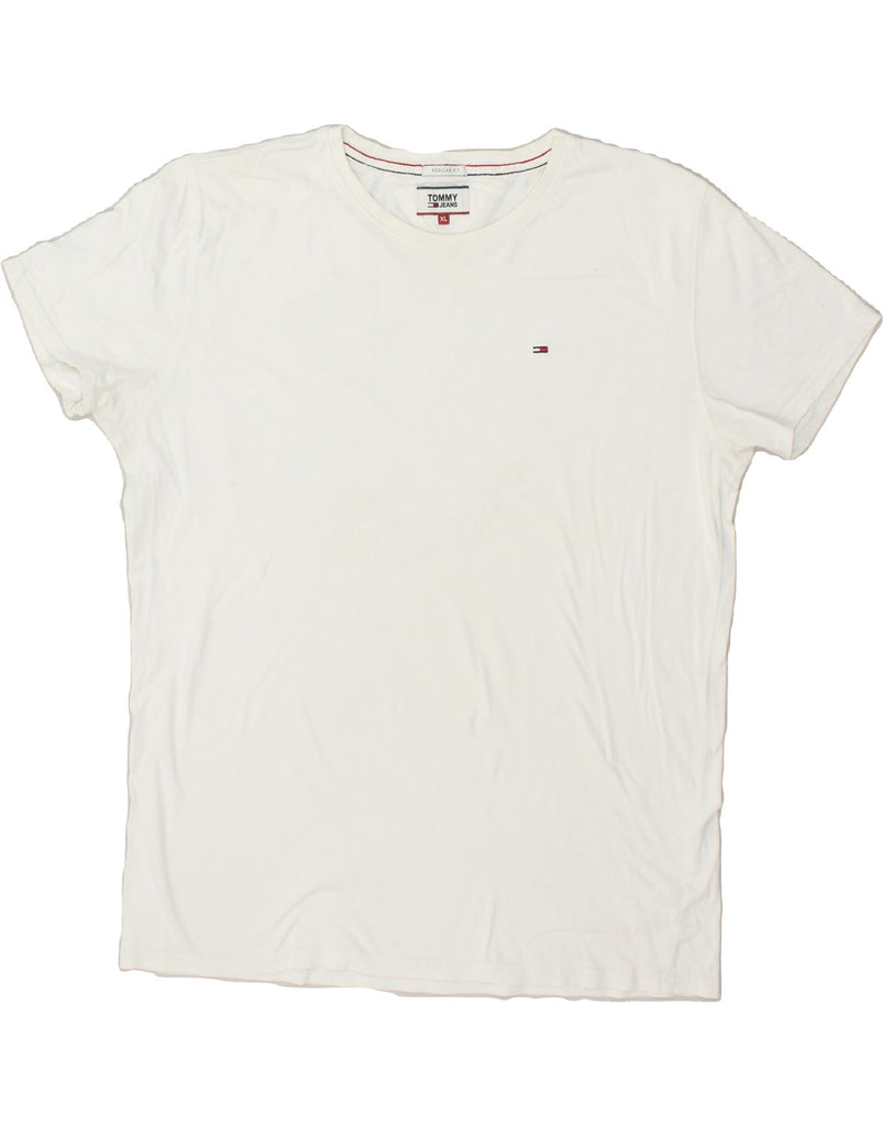 TOMMY JEANS Mens Regular Fit T-Shirt Top XL White Cotton | Vintage Tommy Jeans | Thrift | Second-Hand Tommy Jeans | Used Clothing | Messina Hembry 