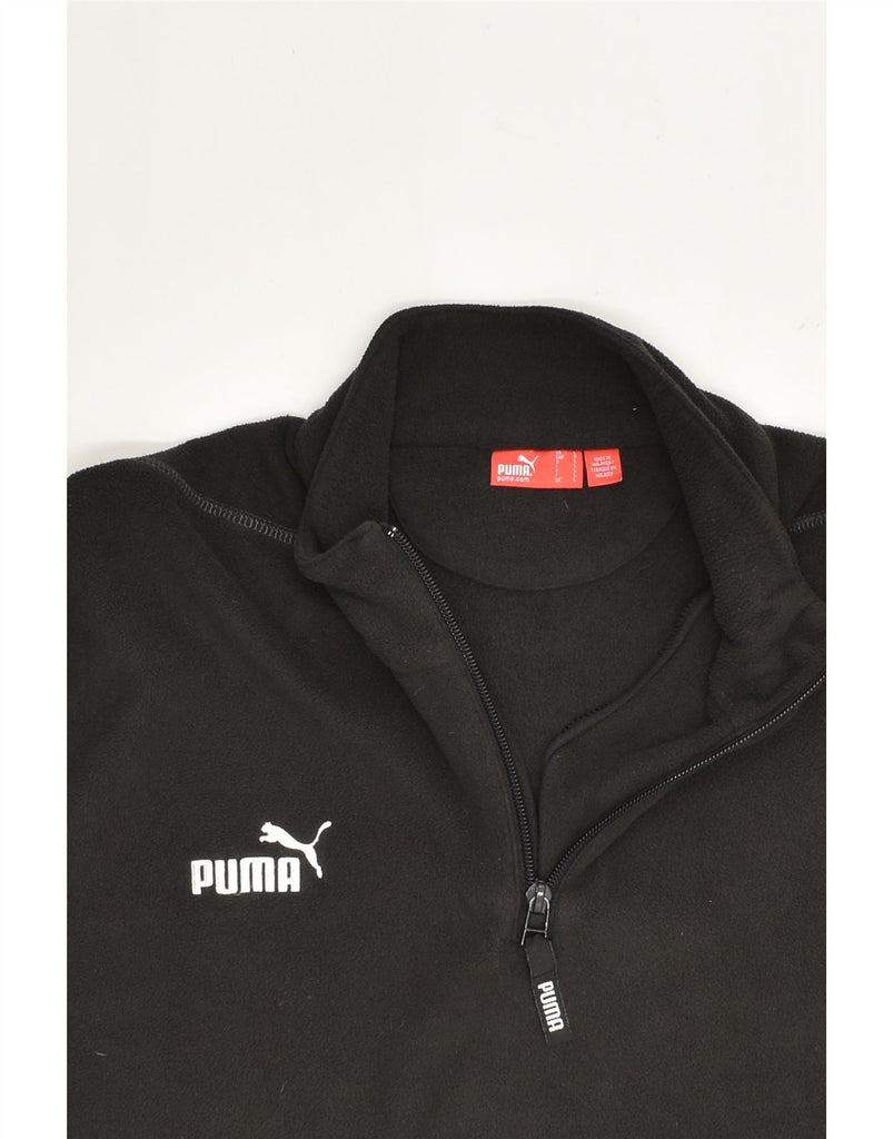 PUMA Mens Zip Neck Fleece Jumper Large Black Polyester | Vintage Puma | Thrift | Second-Hand Puma | Used Clothing | Messina Hembry 